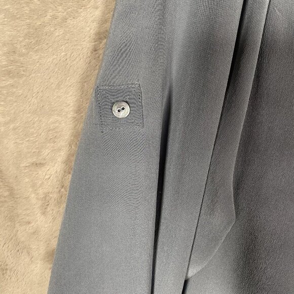 Eileen Fisher Blouse Women Small 100% Silk Crepe de Chine Drape Front Boxy Shirt - Picture 7 of 15